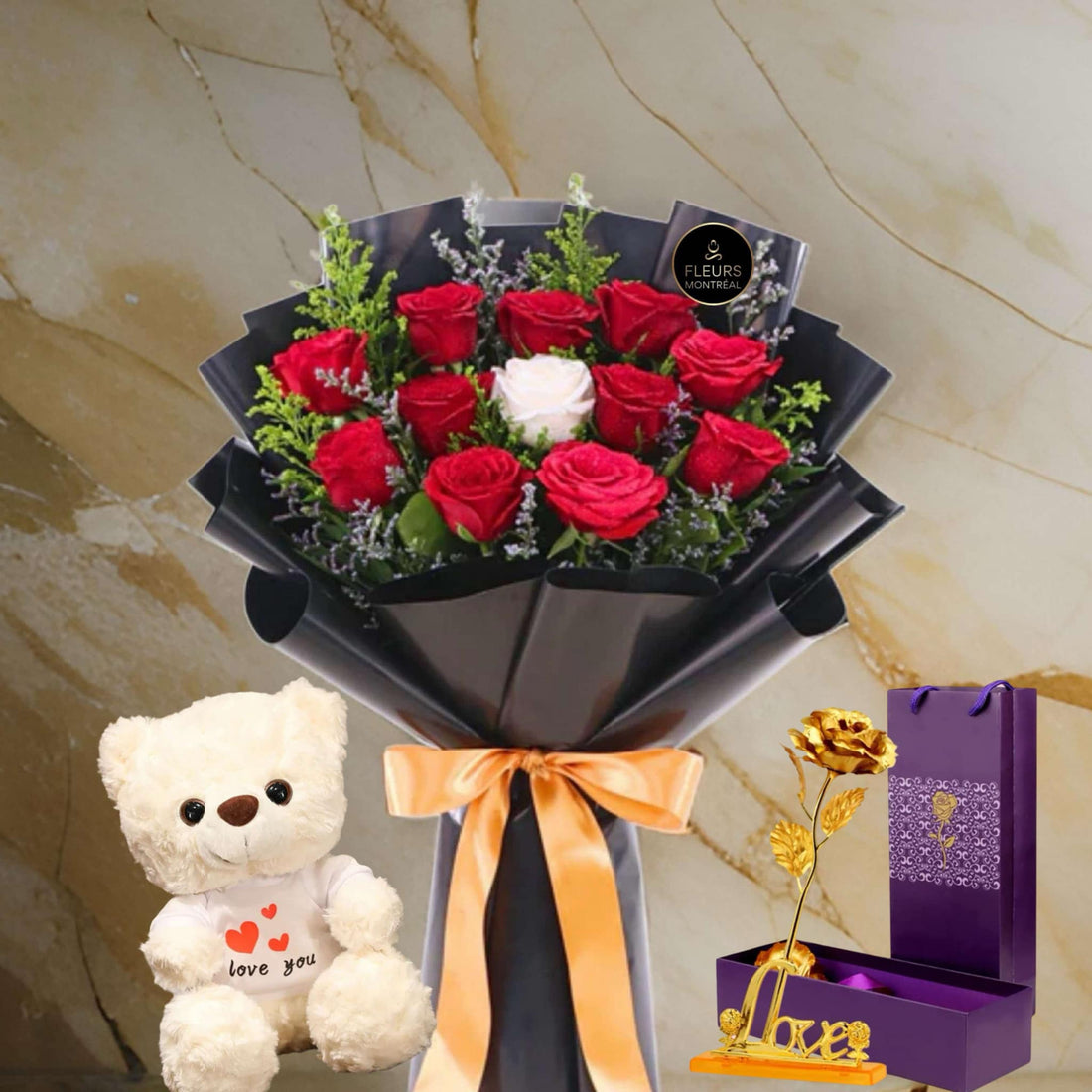 E-2 (11 ROSES ROUGES ET 1 BLANCHE)