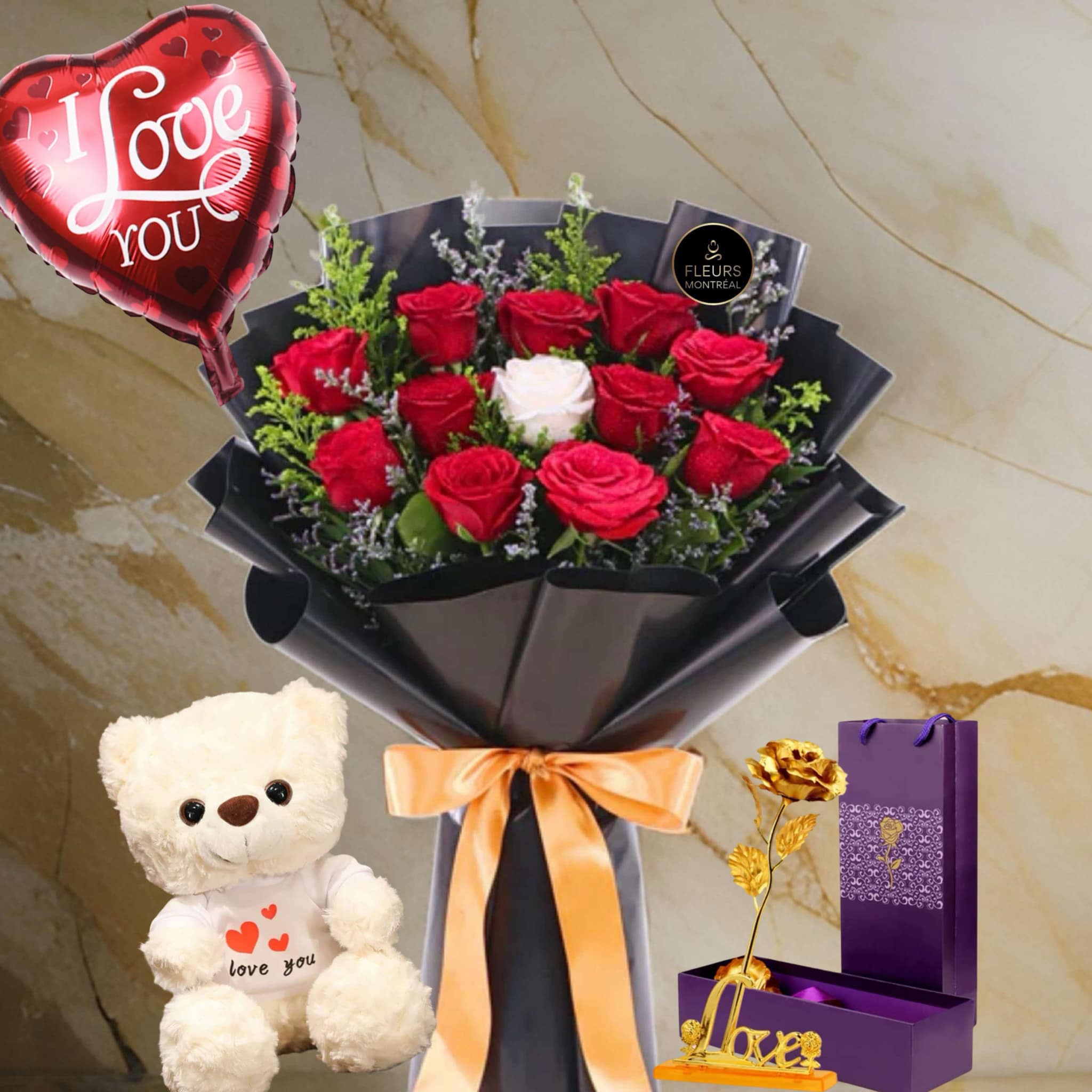 E-3 (11 ROSES ROUGES ET 1 BLANCHE)