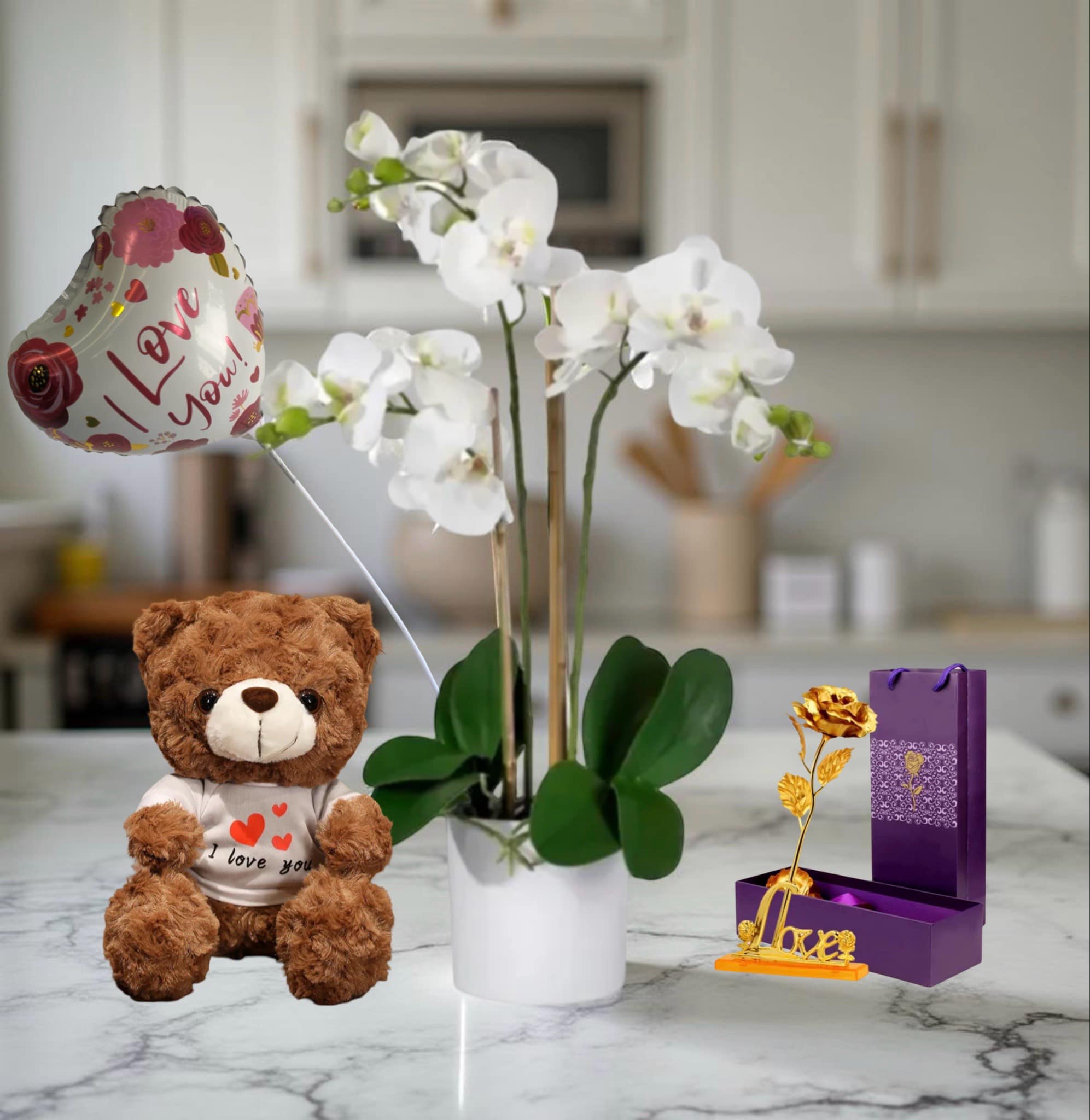 F-P15 ( 3 Stem White Orchid )