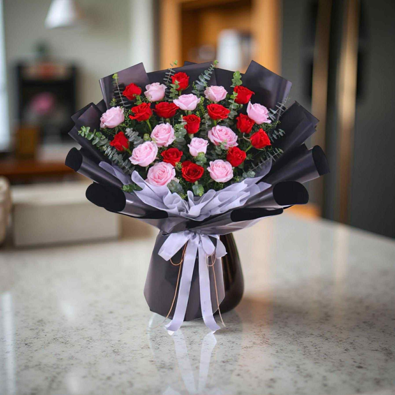 Code : F-F192 ( 25 ROSES RED &amp; PINK )