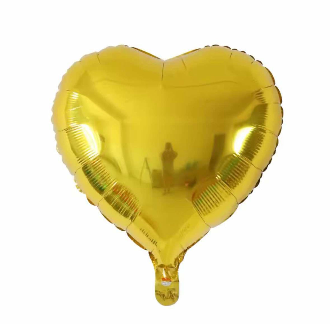 Helium Heart Gold Balloon