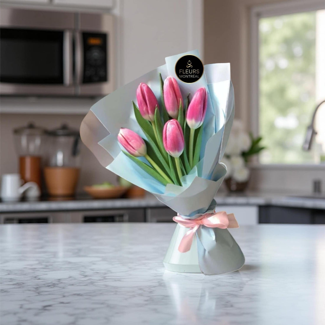 F-T4 ( 5 Purple Tulips )